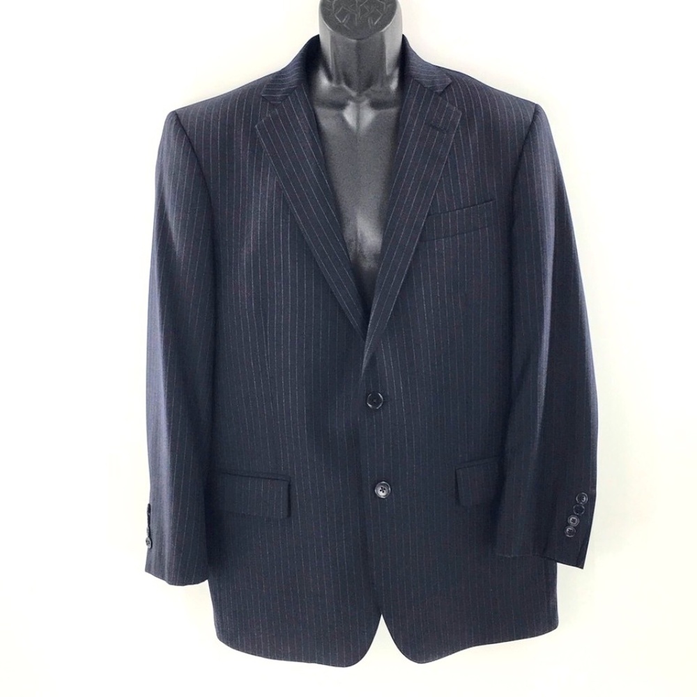 Brooks Brother 1818 Madison Blazer Blue Pinstripe Saxxon Wool 2 Button Sz 42 R